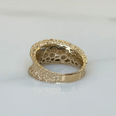 9k Yellow Gold Tree Bark Concave Ring