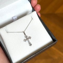 18k White Gold Orthodox Cross Necklace