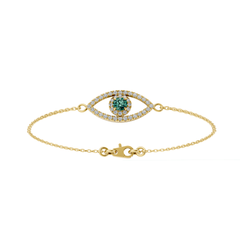 Diamond and Emerald Evil Eye Bracelet