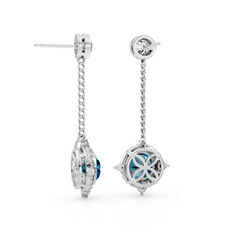 Round London Blue Topaz and Diamond Drop Earrings