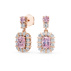 Lab Grown Pink Diamond Cluster Drop Earrings