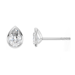 Bezel Set Lab Grown Pear Diamond Stud Earrings