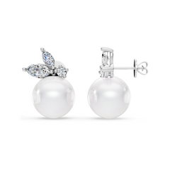 South Sea Pearl and Marquise Diamond Earrings