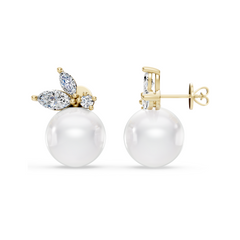 South Sea Pearl and Marquise Diamond Earrings