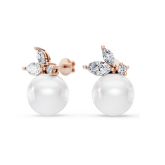 South Sea Pearl and Marquise Diamond Earrings