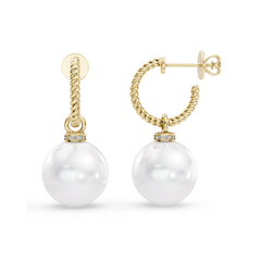 South Sea Pearl and Diamond Hoop Earrings