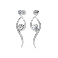 Pear Shape Lab Diamond Spiral Earrings