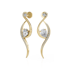 Pear Shape Lab Diamond Spiral Earrings