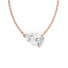 East-West Lab Grown Pear Diamond Solitaire Necklace