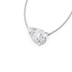 East-West Lab Grown Pear Diamond Solitaire Necklace