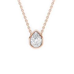 Bezel Set Lab Grown Pear Diamond Solitaire Pendant