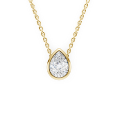 Bezel Set Lab Grown Pear Diamond Solitaire Pendant