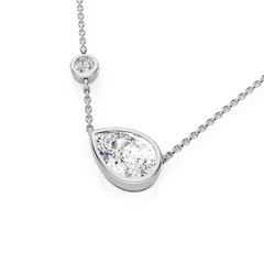 Bezel Set East-West Lab Grown Pear Diamond Necklace