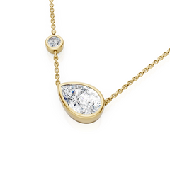 Bezel Set East-West Lab Grown Pear Diamond Necklace