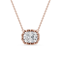 East West Antique Cushion Cut Lab Diamond Pendant With Chain