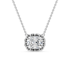 East West Antique Cushion Cut Lab Diamond Pendant With Chain