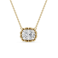 East West Antique Cushion Cut Lab Diamond Pendant With Chain