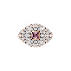 Rose Gold Pink Sapphire and Natural Diamond Pinky Ring