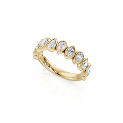 Pear Shaped Natural Diamond Bezel Set Wedding Band