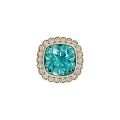 Cushion Cut Topaz and Natural Diamond Halo Cocktail Ring