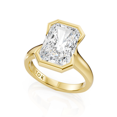 Semi Bezel Radiant Cut Diamond Solitaire Engagement Ring