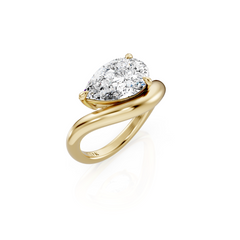 East West Pear Shape Lab Grown Diamond Curved Engagement Ring