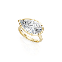 East West Bezel Set Pear Lab Grown Diamond Solitaire Engagement Ring