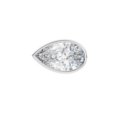 East West Bezel Set Pear Natural Diamond Solitaire Engagement Ring