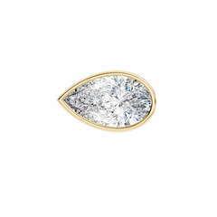 East West Bezel Set Pear Natural Diamond Solitaire Engagement Ring