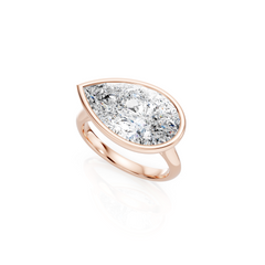 East West Bezel Set Pear Natural Diamond Solitaire Engagement Ring