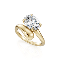 East-West Oval Natural Diamond Wrap Engagement Ring