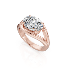East-West Oval Natural Diamond Split Band Engagement Ring