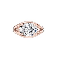 East-West Oval Lab Grown Diamond Split Band Engagement Ring