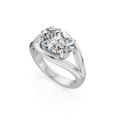 East-West Oval Lab Grown Diamond Split Band Engagement Ring