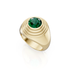 Emerald Domed Pinky Ring
