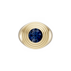 Blue Sapphire Domed Pinky Ring