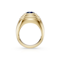 Blue Sapphire Domed Pinky Ring