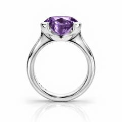 East West Oval Cut Amethyst Pinky Ring