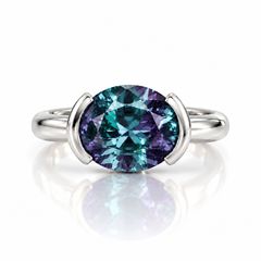 East West Oval Cut Alexandrite Pinky Ring