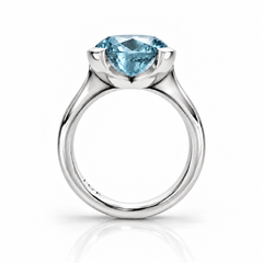 East West Oval Cut Aquamarine Pinky Ring