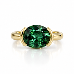 East West Oval Cut Emerald Pinky Ring