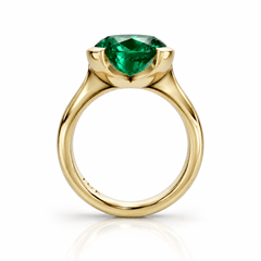 East West Oval Cut Emerald Pinky Ring