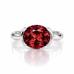 East West Oval Cut Garnet Pinky Ring