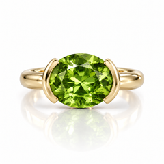 East West Oval Cut Peridot Pinky Ring