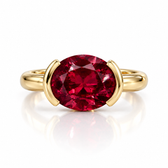 East West Oval Cut Ruby Pinky Ring