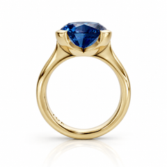 East West Oval Cut Blue Sapphire Pinky Ring