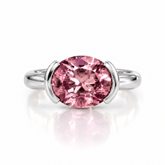 East West Oval Cut Tourmaline Pinky Ring