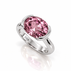 East West Oval Cut Tourmaline Pinky Ring