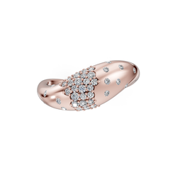Abstract Gold and Diamond Dome Ring