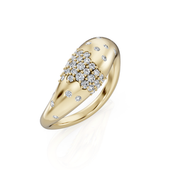 Abstract Gold and Diamond Dome Ring